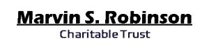 The image displays a logo with stylized text in Hindi and English, featuring the name "Marvin S. Robinson." The Hindi text is above, and below it reads "Charitable Trust" in English. The text is dark blue or black on a white background.